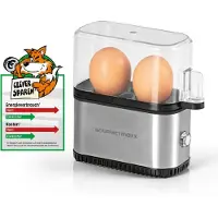 Gourmet Maxx MAXXMEE Eierkocher Kompakt 2 Frühstückseier modernen Edelstahl-Design Inklusive Messbecher mit Ei-Pick für perfekte Eier Einfache Bedienung