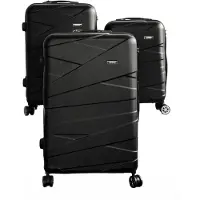 Almina 3 Tlg. Koffer-Set mit 4 Rädern Hartschale 360° drehbar in Schwarz