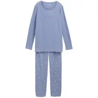 Tom Tailor Schlafanzug "Charlotte" 2 tlg. Langarm, Rundhalsausschnitt, gepunktet, basic, Baumwolle
