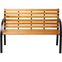 Axi Otis Gartenbank aus Holz in Braun | Holzbank mit Stahlgestell | Parkbank für den Garten mit Rückenlehne für 2 Personen | 122x60x83 cm