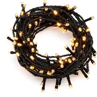 Konstsmide - Micro LED Lichterkette, 600 bernsteinfarbene Dioden, 24V Außentrafo, schwarzes Kabel; 3646-800