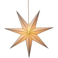 Star Trading Großer Papierstern ,Nicolas', 7-zackig, Netzbetrieb, E14 Fassung, naturweiß, Ø 80