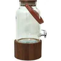 Northio Getränkespender aus Glas mit Holzsockel - 6 L