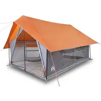 vidaXL Campingzelt 5 Personen Grau und Orange Wasserdicht