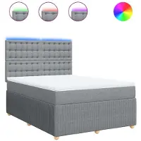 vidaXL Boxspringbett mit Matratze Hellgrau 160x200 cm Stoff