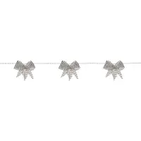 Star Trading Batteriebetriebene Deko-Lichterkette ,Bowie', 10 silberne Textil-Schleifen, LED, Timer, warmweiß, L 225cm