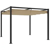 vidaXL Gartenpavillon mit Ausziehbarem Dach Taupe 3x3 m Stahl