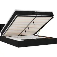 vidaXL Ottoman-Bett mit Matratzen & LEDs Schwarz 200x200 cm Stoff