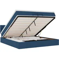 vidaXL Ottoman-Bett mit Matratzen & LEDs Blau 200x200 cm Stoff