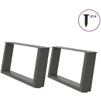 vidaXL Couchtischbeine U-Form 2 Stk. Anthrazit 60x(30-31) cm Stahl
