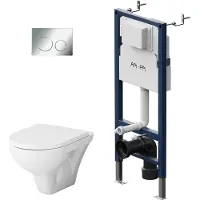 Am.pm Wand-WC spülrandlos Set mit Vorwandelement Komplettset Unterputz Spülkasten FlashClean Tiefspül Unterputzspülkasten Set Schüssel Drückerplatte