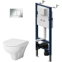 Am.pm Vorwandelement II12709 inkl. Drückerplatte II90251 + Wand WC CTA1700SC ohne Spülrand + WC-Sitz mit Soft-Close-Absenkautomatik