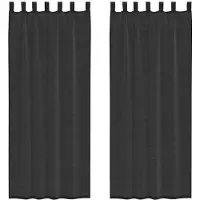 vidaXL Voile Vorhänge mit Lasche 2 Stk. Schwarz