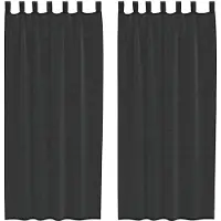 vidaXL Voile Vorhänge mit Lasche 2 Stk. Schwarz