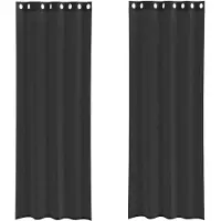 vidaXL Voile Vorhänge mit Ösen 2 Stk. Schwarz 140x260 cm