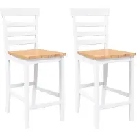 vidaXL Barhocker 2 Stk. Weiß Massivholz Gummibaum