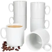 MamboCat 6er Set EVENT stapelbare Kaffeebecher weiß Porzellan 250 ml