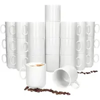 MamboCat 24er Set EVENT stapelbare Kaffeebecher weiß Porzellan 250 ml