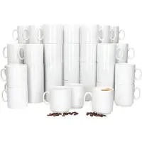 MamboCat 48er Set EVENT stapelbare Kaffeebecher weiß Porzellan 250 ml