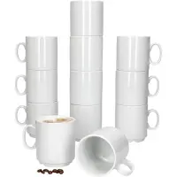 MamboCat 12er Set EVENT stapelbare Kaffeebecher weiß Porzellan 250 ml