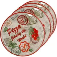MamboCat 4er Set Pizzateller Charme Red - Rom rot - 33cm - 04018#ZCHAR