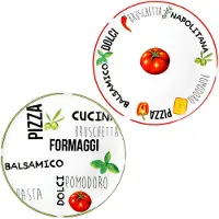 MamboCat 2er Set Pizzateller Tomate Weiß mit Dekor Ø 31cm - 1x Grün & 1x Rot - 27020533