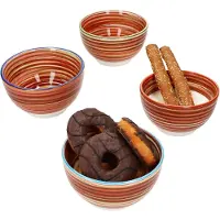 MamboCat 4x Linea Müsli-Schale √ò14,3cm 500ml 4 Pers Dessert-Schüssel gestreift mediterran