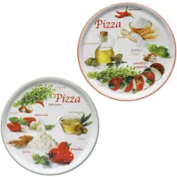 MamboCat 2er Set Pizzateller Napoli Pizzafoods grün + rot 31cm - 04019#ZP2 + 04019#ZP1