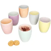 MamboCat Pastello 6er Set Kaffeebecher ohne Henkel 330ml bunt Steingut-Tasse 6 Pers Tee