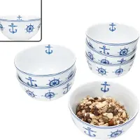 MamboCat Ahoi 6x Müslischale Ø13,9cm 400ml Porzellan Dessertschüssel nautisch Anker