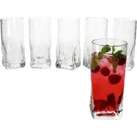 MamboCat 6x Frosty Longdrinkgläser 400ml Trink-Glas Cocktail Wasser dicker Boden Relief