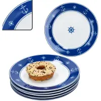 MamboCat Ahoi 6er Set Kuchenteller Porzellan 6 Pers Dessert-Teller nautisch Anker