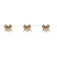 Star Trading Batteriebetriebene Deko-Lichterkette ,Bowie', 20 goldene Textil-Schleifen, LED, Timer, warmweiß, L 200cm