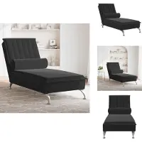 vidaXL Massage-Chaiselongue mit Nackenrolle Schwarz Samt