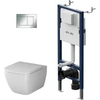 Am.pm Vorwandelement II12709 inkl. Drückerplatte II90251 + Wand WC CGA1700SC ohne Spülrand + WC-Sitz mit Soft-Close-Absenkautomatik