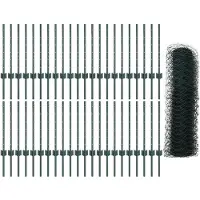 vidaXL Sechseckzaun mit Pfosten 100 x 0,5 m PVC-beschichteter Stahl