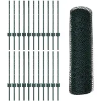 vidaXL Sechseckzaun mit Pfosten 50 x 0,5 m PVC-beschichteter Stahl