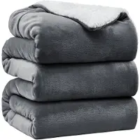 VAIVE Luxus-Sherpa-Fleecedecke 220x240 cm - Superweich - Plaid für Sofa, Bett oder Wohnzimmerdekoration - Decken - Plaids - Decke - Grau