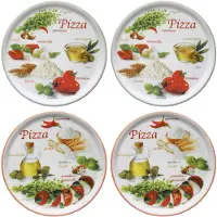 MamboCat 4er Set Pizzateller Napoli Pizzafoods grün + rot 33cm - 04018#ZP1 + 04018#ZP2
