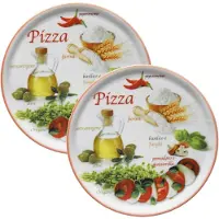 MamboCat 2er Set Pizzateller Napoli Red Ø 32 cm Servier-Platte XL-Teller Porzellan