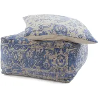 Kayoom Paramount Pouf & Cushion Set 400 Taupe / Blau 80cm x 80cm