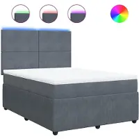 vidaXL Boxspringbett mit Matratze Dunkelgrau 160x200 cm Samt