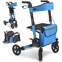 Juskys Rollator Vital faltbar, leicht, höhenverstellbar - Sitz, Tasche - Petrol
