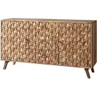 KADIMA DESIGN Sideboard "Alme", Massivholz Akazie, Landhaus-Stil, 3 Schubladen & 2 Türen. 140x40x79 cm |