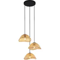 QAZQA Boho-Hängelampe Schwarz mit Bambus 3-flammig - Lily