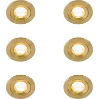 QAZQA - Set mit 6 modernen Bad I Badezimmer Außen Einbaustrahlern Gold I Messing Rund IP44 - Xena I Außenbeleuchtung - Aluminium - LED geeignet GU10