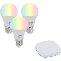 QAZQA Set mit 3 smarten E27 dimmbaren LED-Glühbirnen A60 9W 806 lm 2700K-6500K inkl. Zigbee Smart Hub