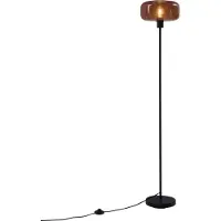QAZQA Retro Stehleuchte Schwarz mit Bronzeglas Bizle