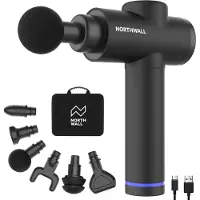 Northwall Massage Gun - 6 Aufsätze - Leistungsstark - Kabellos - Schwarz