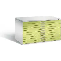 C+P Zeichnungsschrank, DIN A0, 10 Schubladen, Höhe 760 mm, lichtgrau / viridingrün